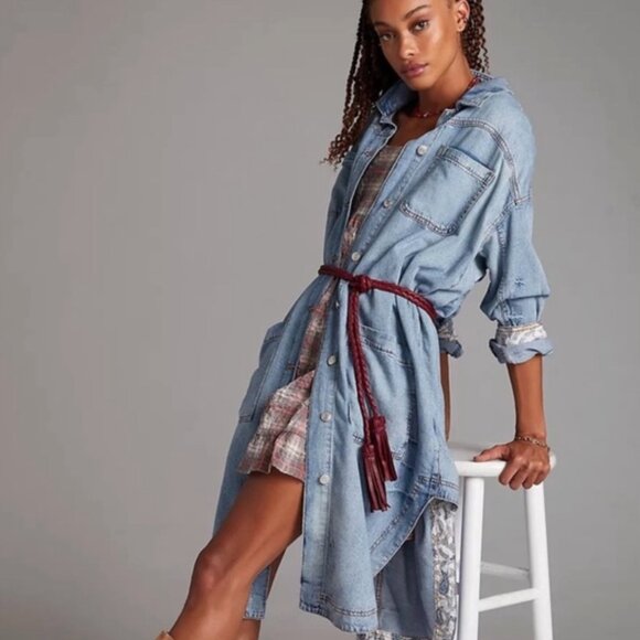 Anthropologie Pilcro Long Denim Coat Jacket -- Oversized - Picture 1 of 7